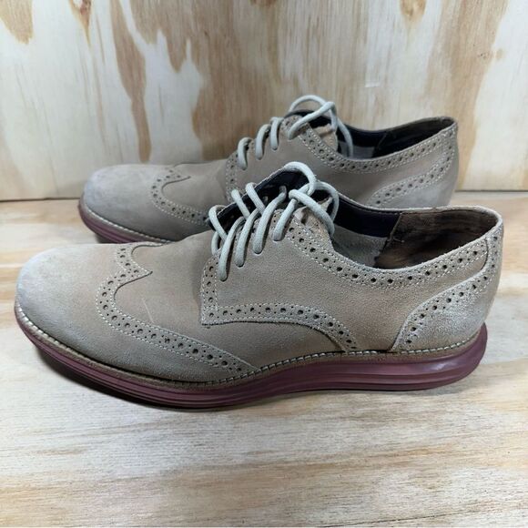 Cole Haan Other - Cole Haan Tan Lunargrand Wingtip Suede Brogue Shoes Men’s Size 9.5